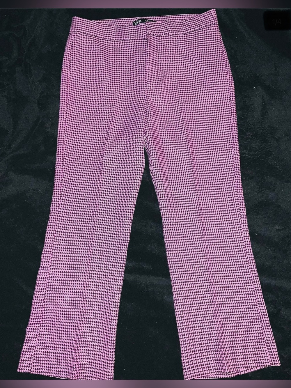 Zara Pink Houndstooth Kids Stretch Pants - Unbranded